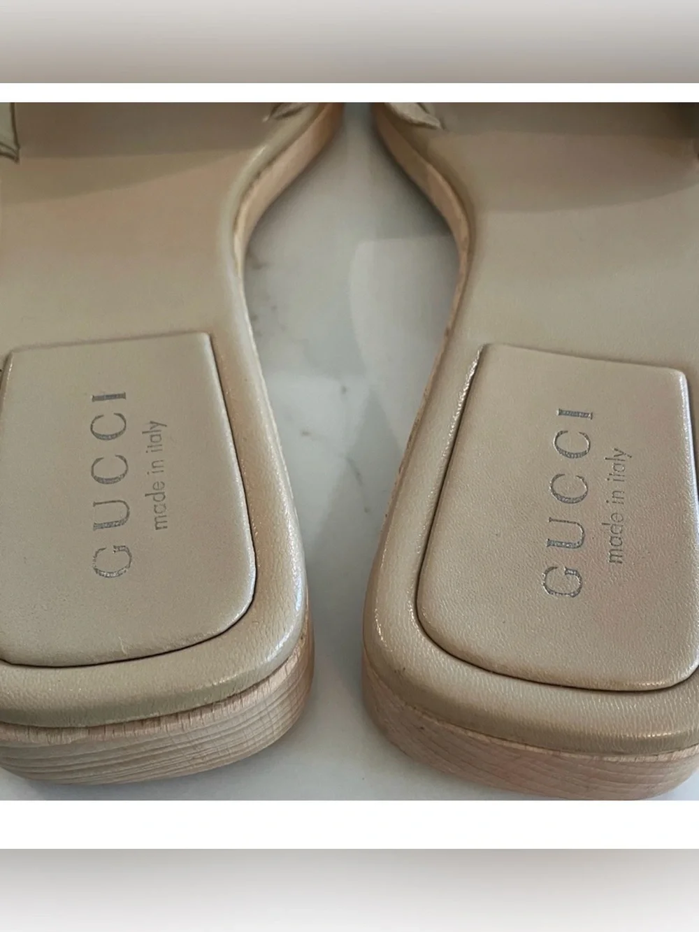 Gucci Beige Monogram Slide Sandals 9.5 - Picture 11 of 16